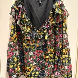 Ted Baker Multicolor Floral Ruffle Blouse